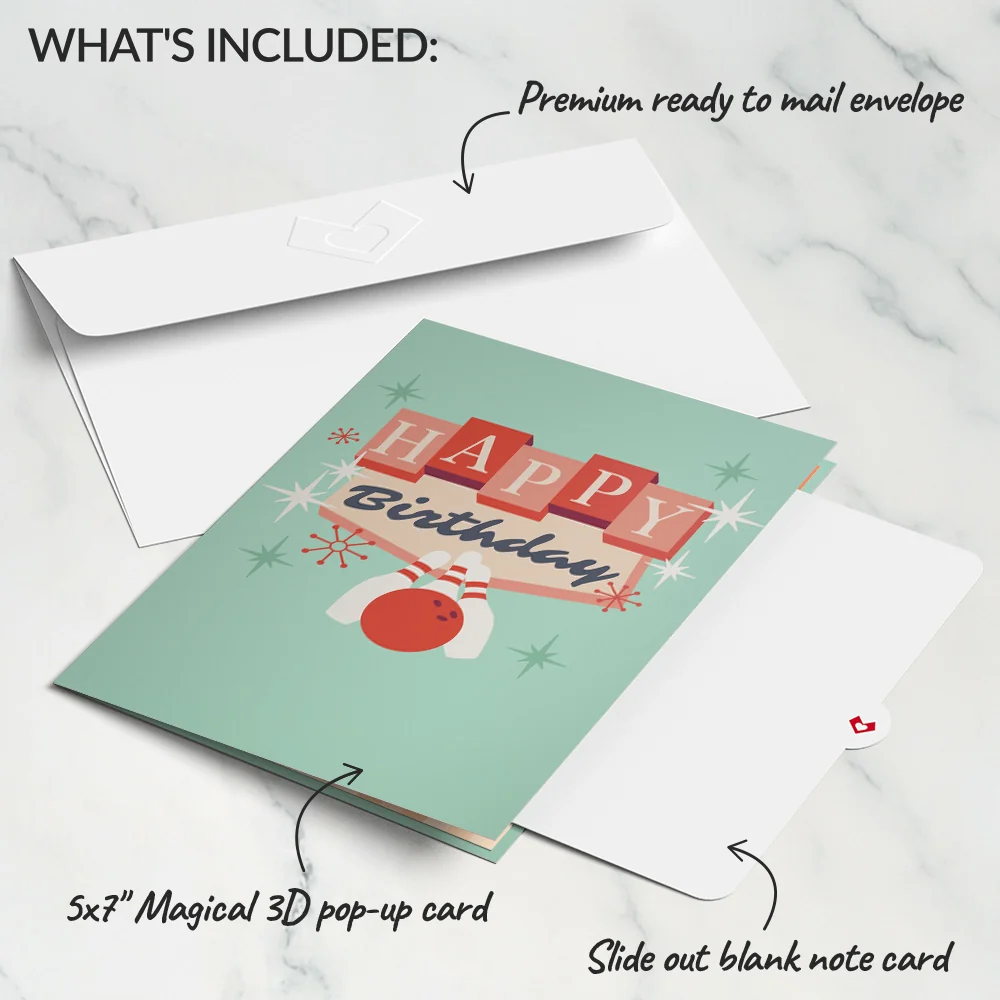 Lovepop Retro Bowling Birthday Pop-Up Card - Image 6