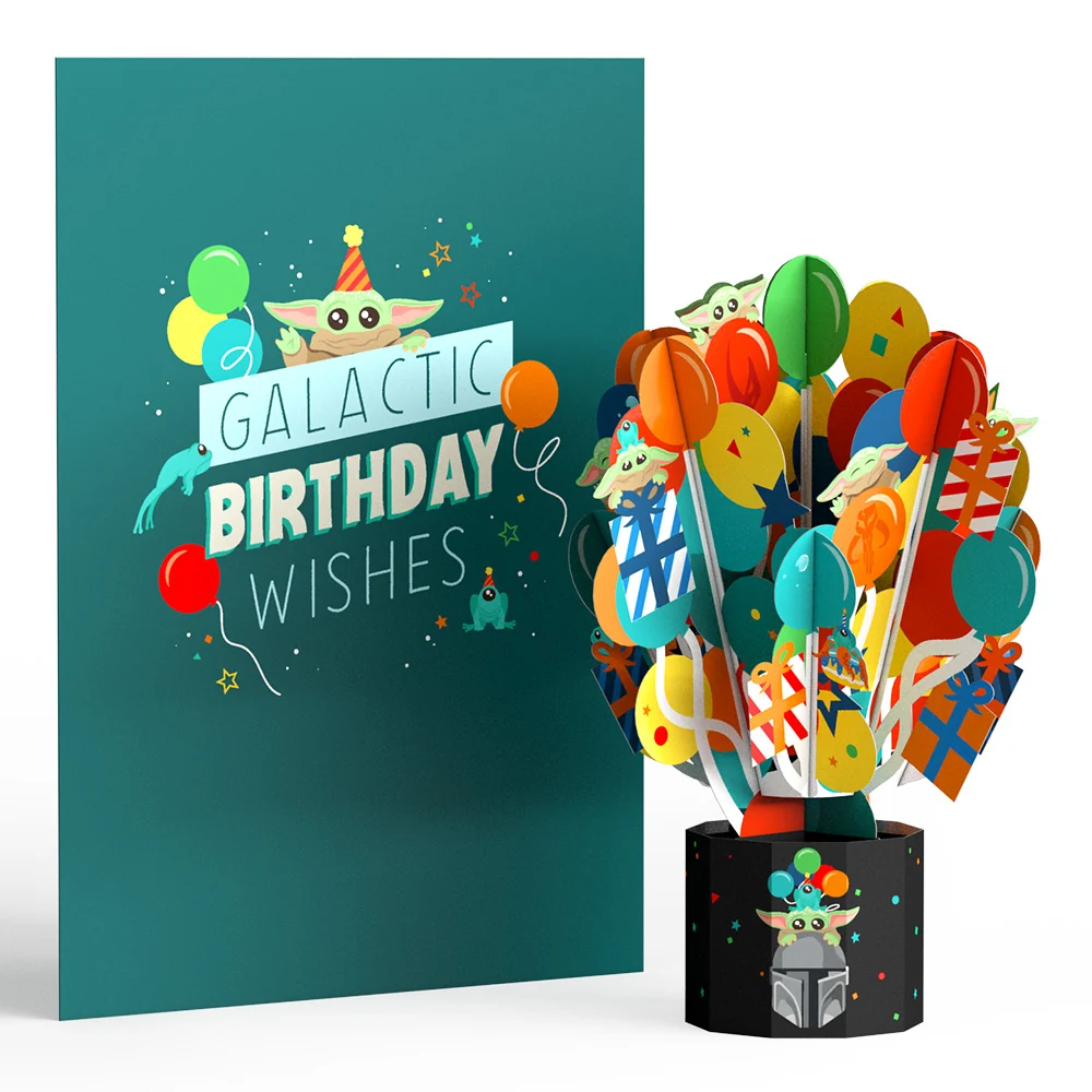 Lovepop Star Wars The Mandalorian Galactic Birthday Wishes Card with Mini Bouquet