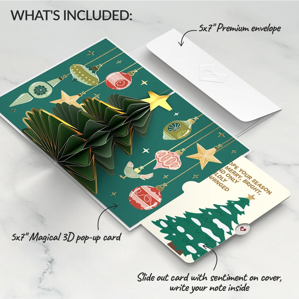 Lovepop Tis the Season Christmas Tree Pop-Up Card and Blessing Sentiment Set Cream - Image 2