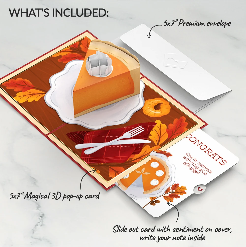 Lovepop Pumpkin Pie Congratulations Pop-Up Card and Sentiment Set Coffee - Image 2