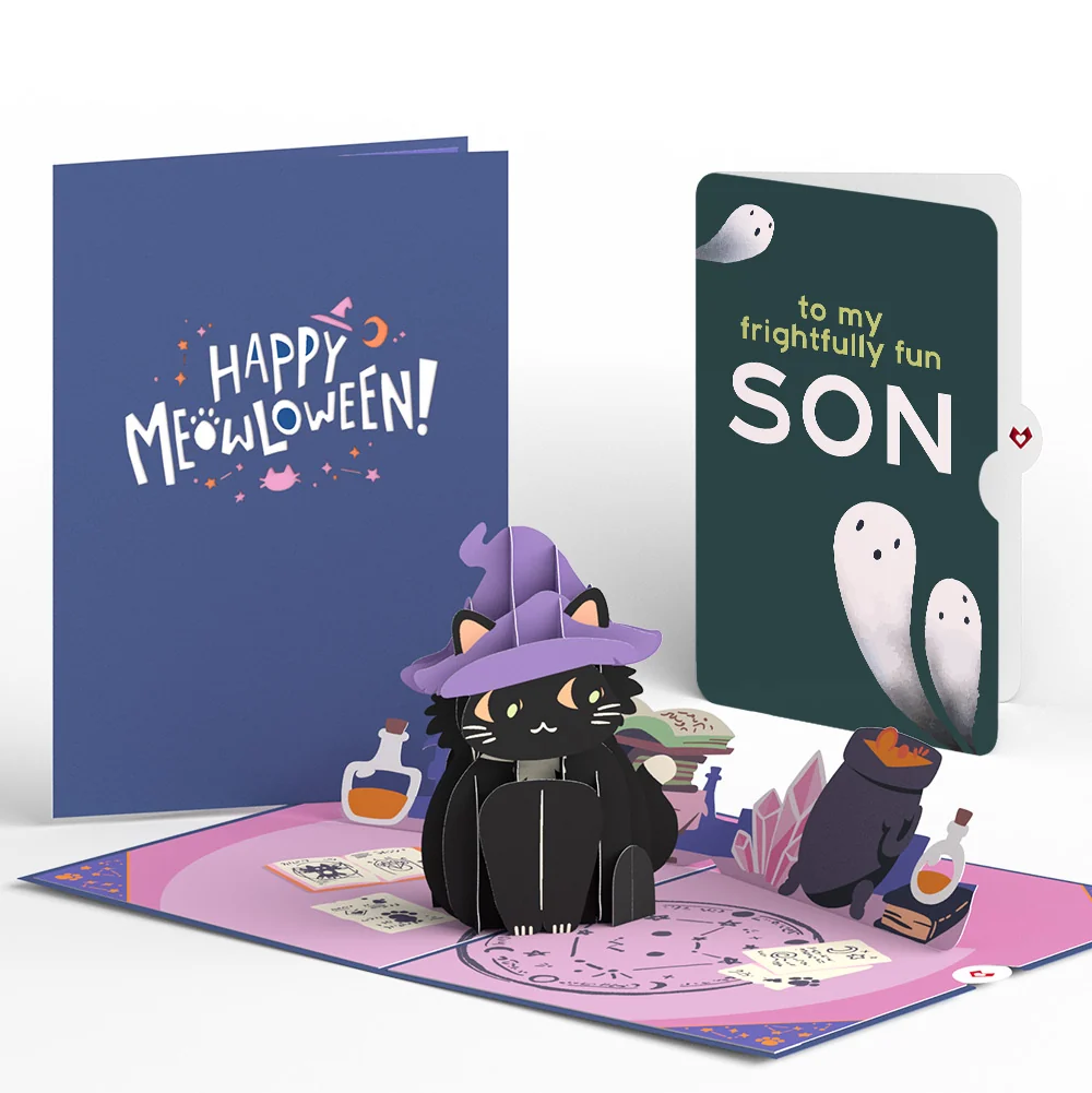 Lovepop Halloween Cat Classic Pop-Up Card and Sentiment Set for Son Bottle