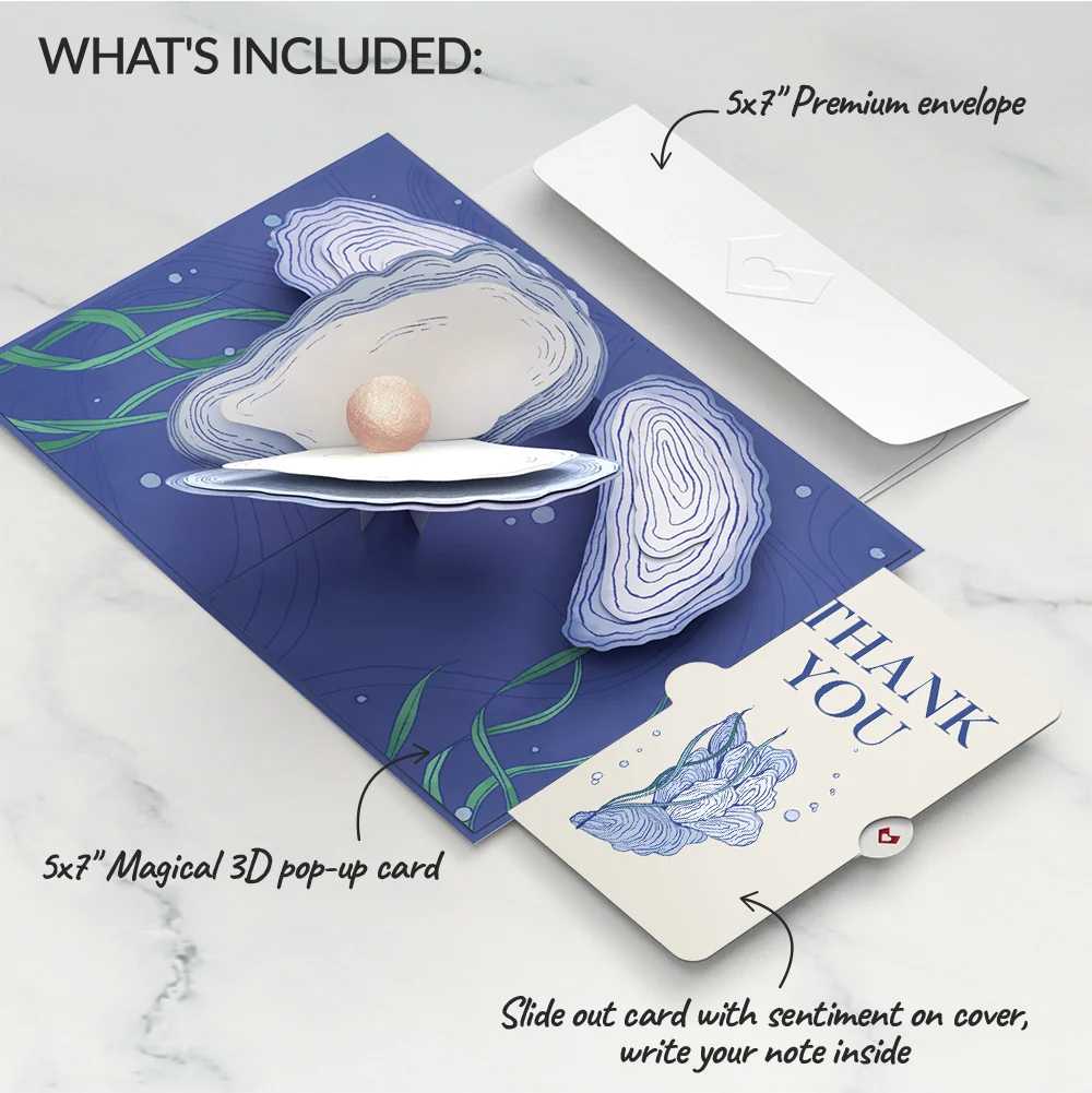Lovepop Coastal Oysters Thank You Pop-Up Card and Sentiment Set - Image 2