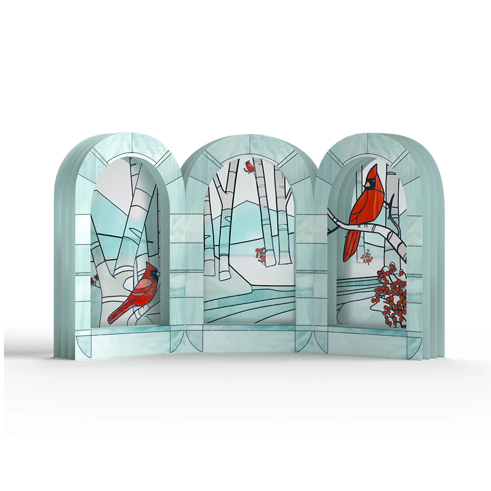 Lovepop Stained Glass Winter Cardinal Pop-Up Gift and Poinsettia Christmas Sentiment Set for Friend - Image 3