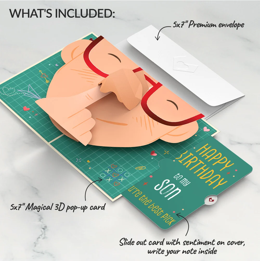 Lovepop Pick You Every Time Birthday Pop-Up Card and Sentiment Set for Son Glass - Image 2