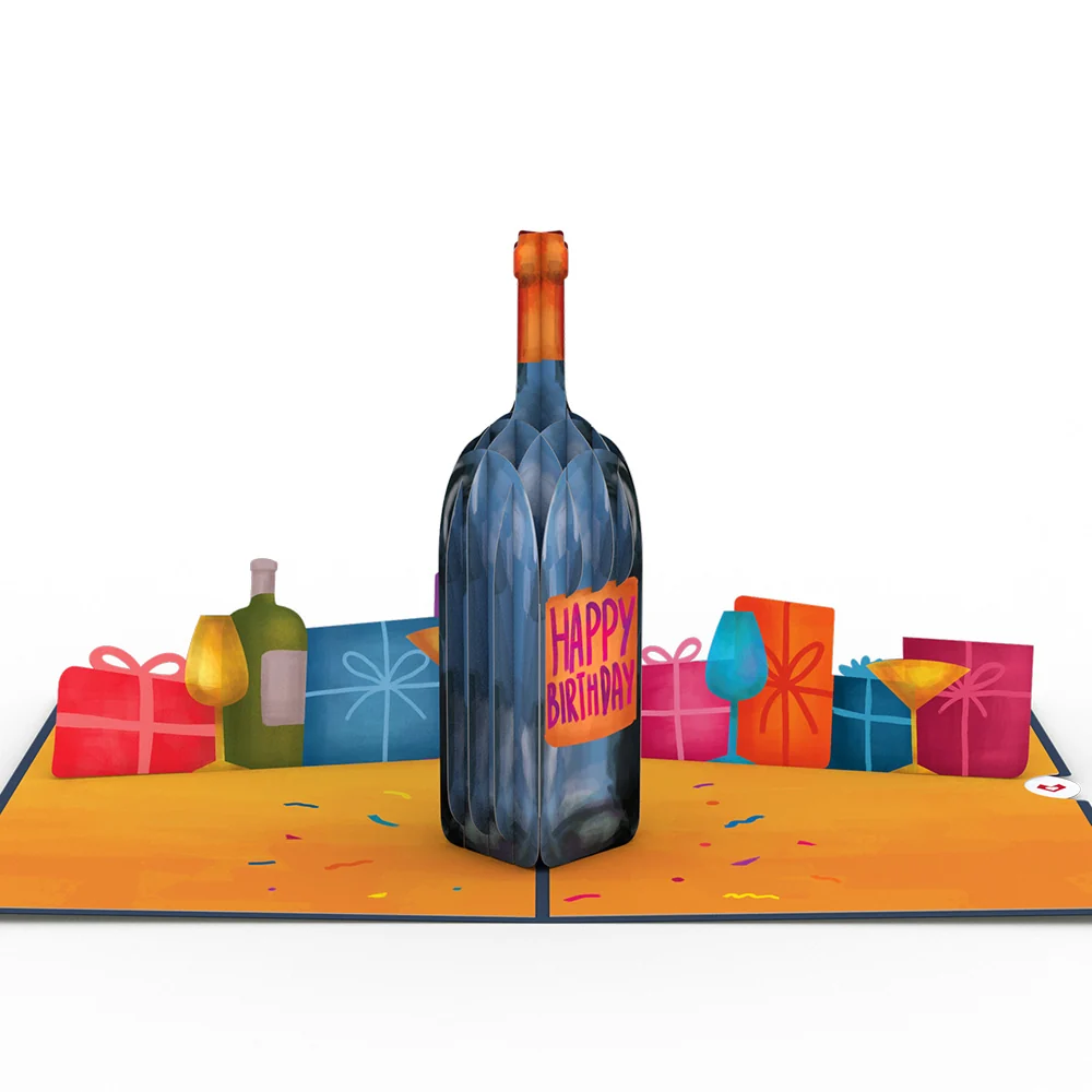 Lovepop Vintage Wine Birthday Pop-Up Card Glass - Image 3