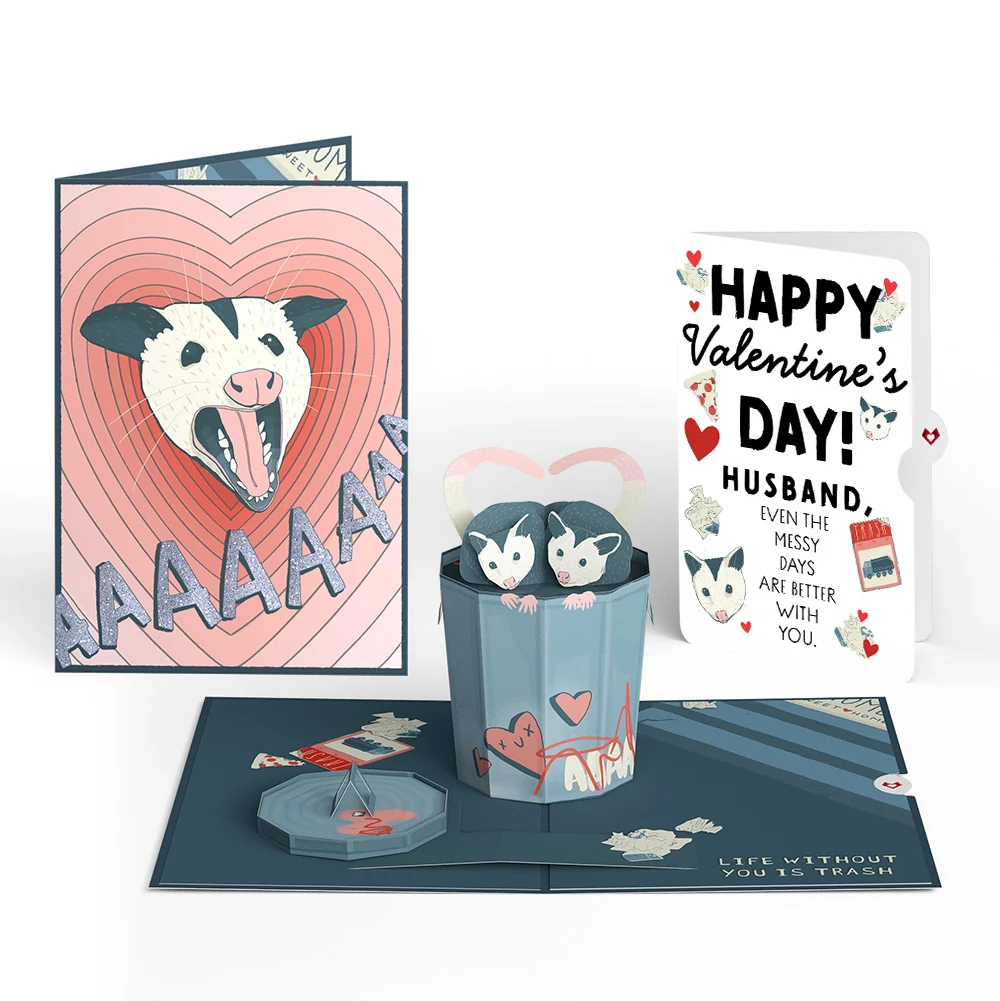 Lovepop Life Without You Is Trash Possums Valentine Pop-Up Card and Sentiment Set for Husband