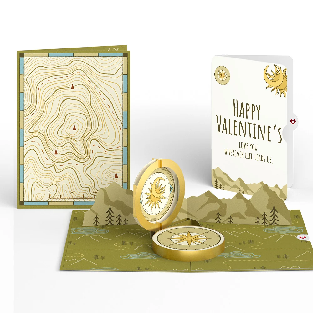 Lovepop Guiding Compass Valentine's Day Pop-Up Card and Sentiment Set Cream