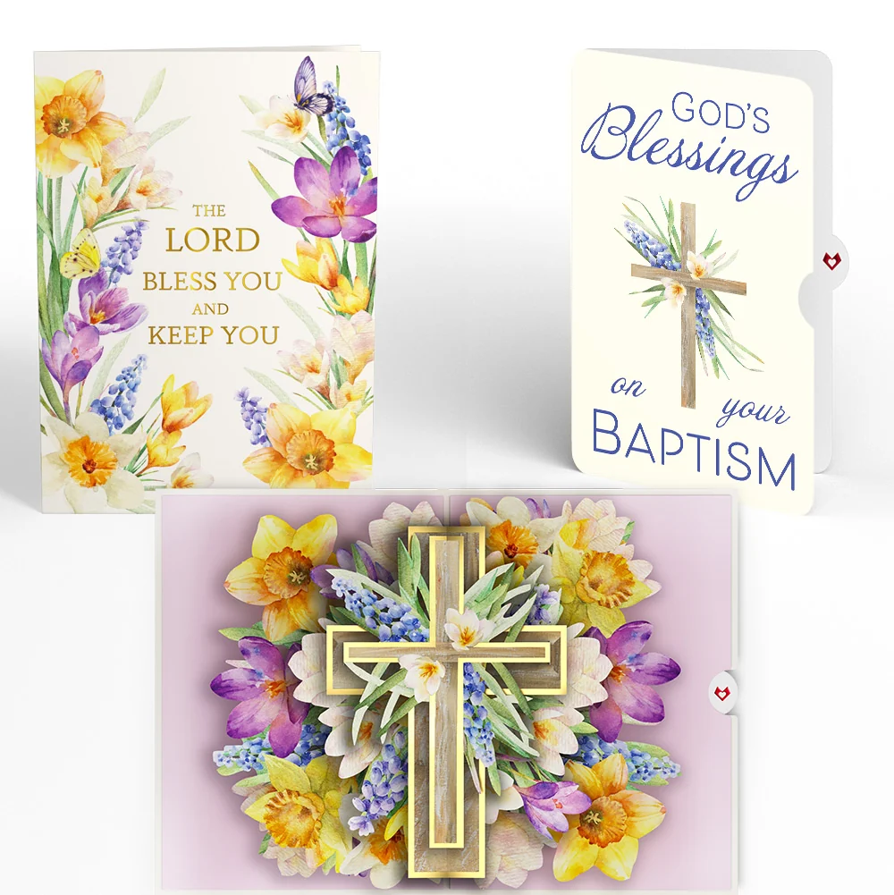 Lovepop The Lord Bless You Floral Cross Baptism Pop-Up Card and Sentiment Set