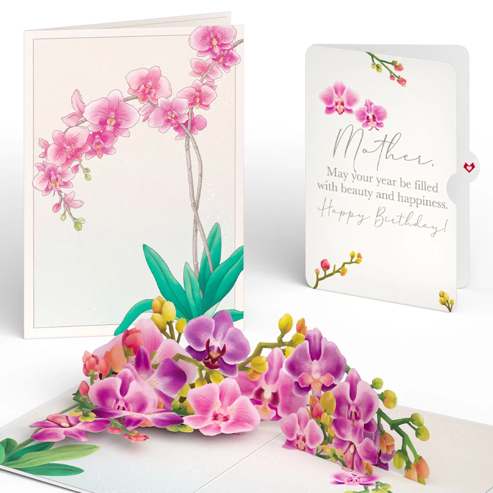 Lovepop Watercolor Orchid Birthday Pop-Up Card and Sentiment Set for Mother