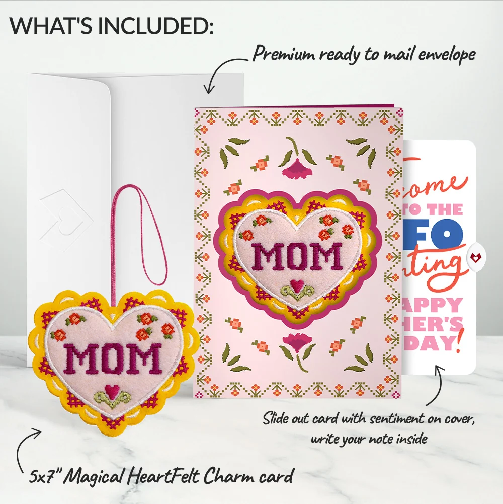 Lovepop Stitched with Love Mom Mother's Day HeartFelt Charm Card and FAFO Era Sentiment Set - Image 2