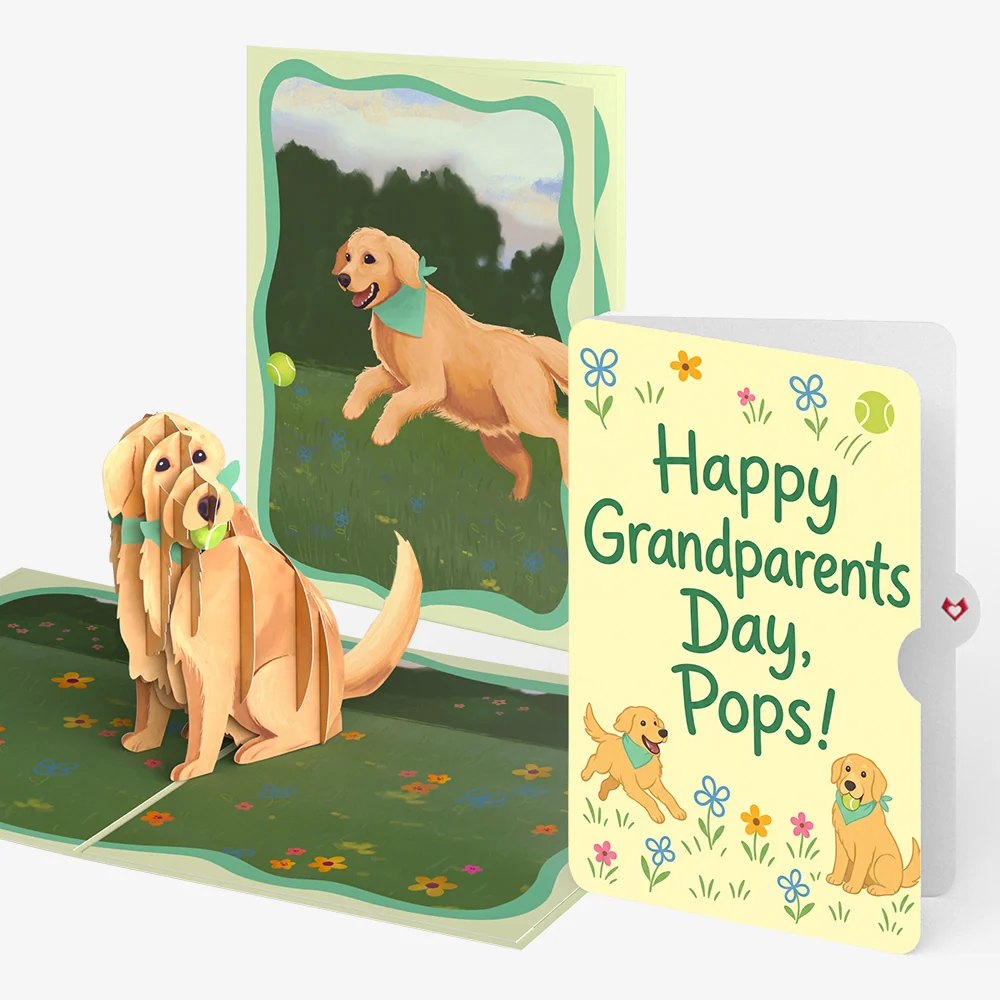 Lovepop Playful Golden Retriever Pop-Up Card and Grandparents Day Sentiment Set