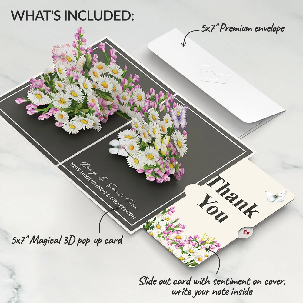 Lovepop Born to Bloom: April Birth Month Flowers Thank You Pop-Up Card and Sentiment Set Cream - Image 2
