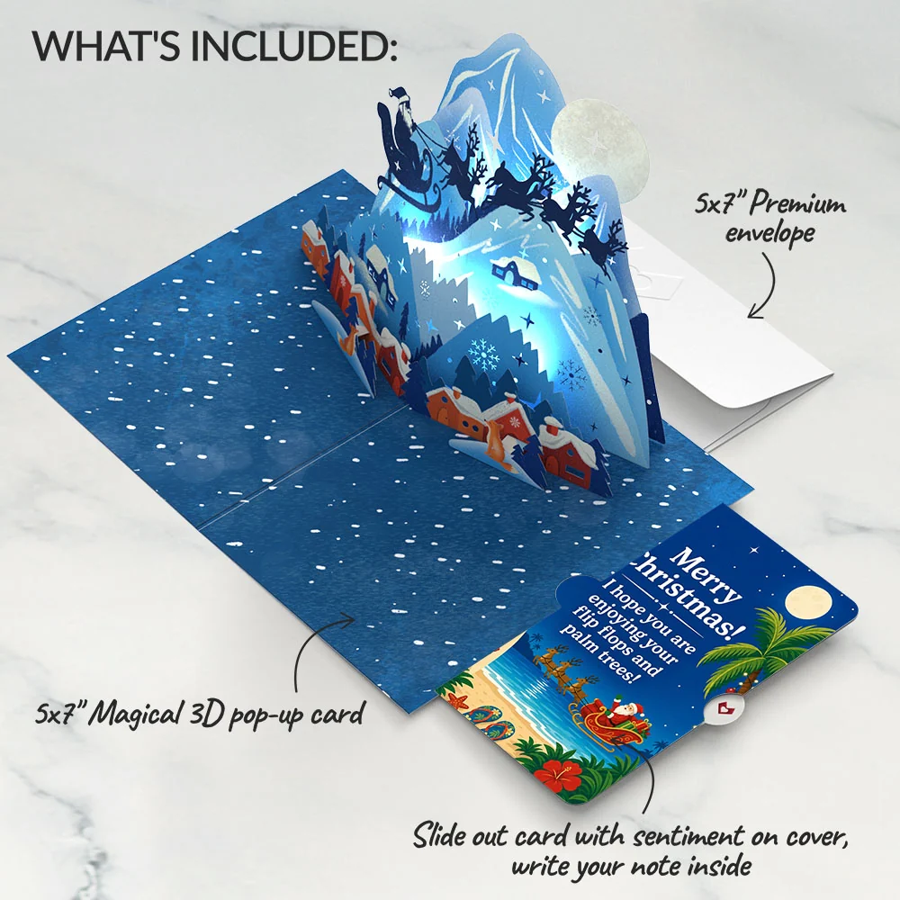 Lovepop Christmas Eve Sleigh Ride Music and Lights Pop-Up Card and Palm Tree Sentiment Set - Image 2