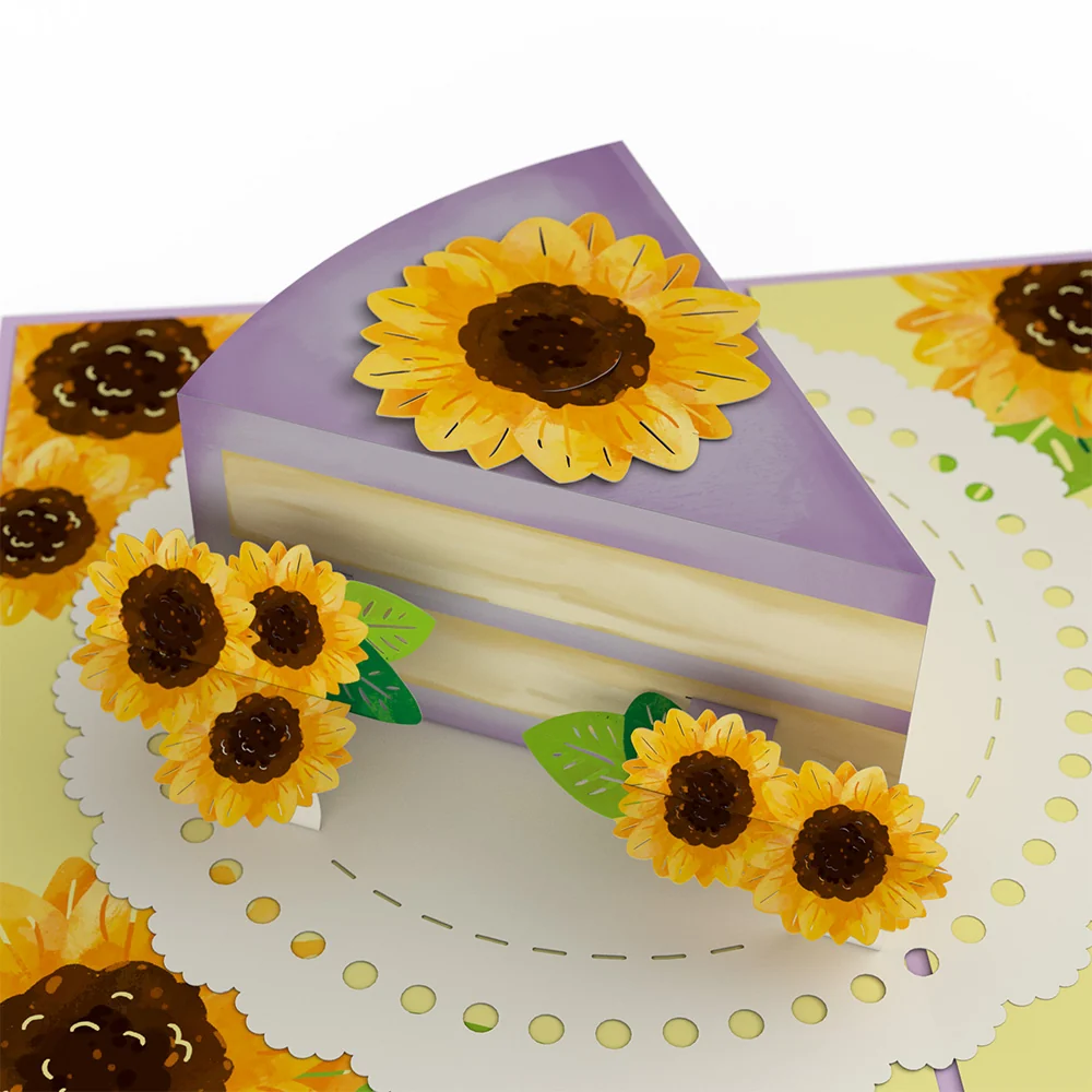 Lovepop Sunflower Birthday Cake Slice Pop-Up Card and Sentiment Set Candle - Image 3