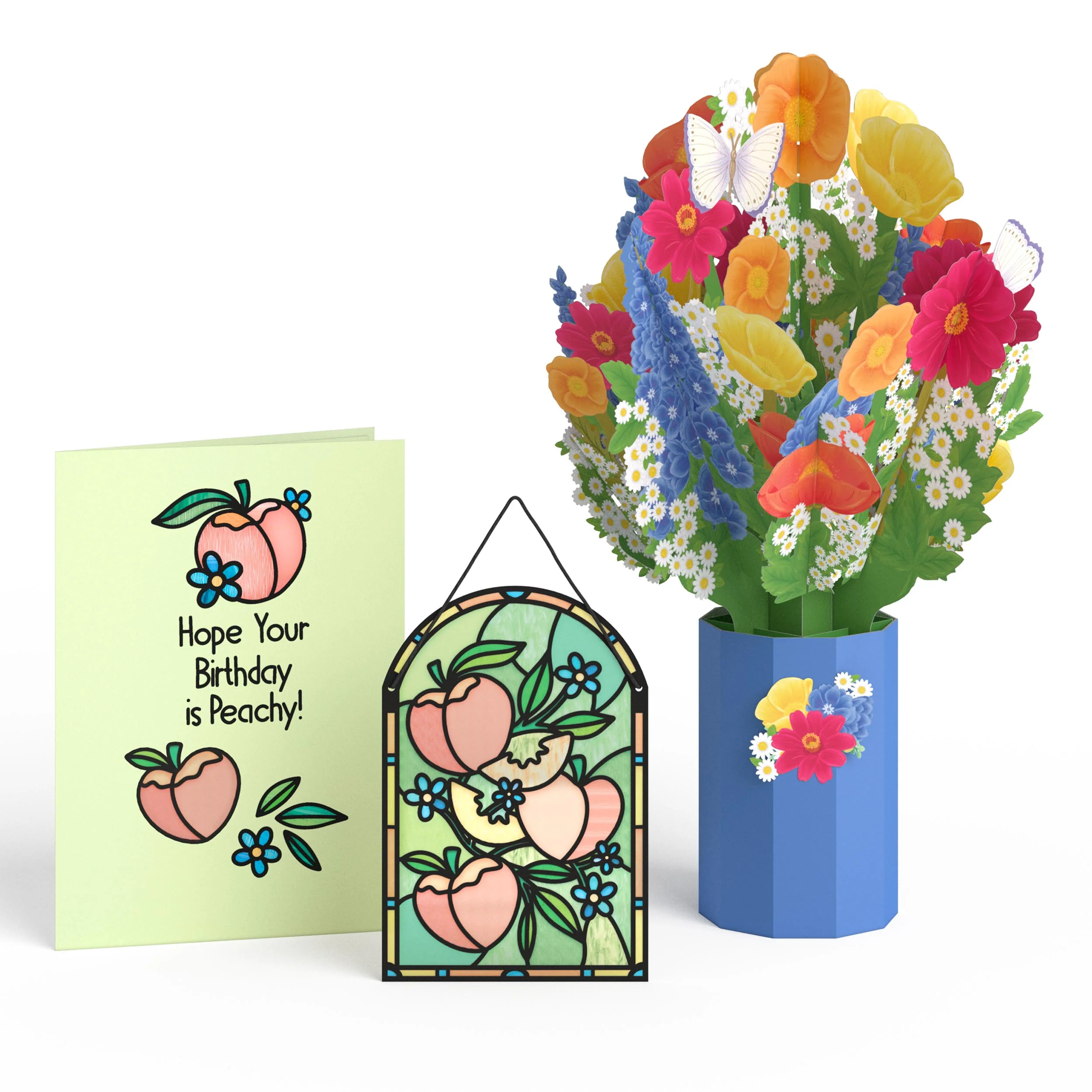 Lovepop Hope Your Birthday is Peachy Suncatcher Card & Pop-Up Bouquet Bundle