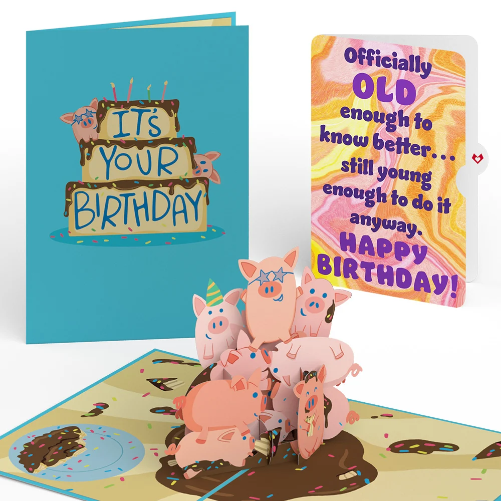 Lovepop Hog Wild Birthday Pop-Up Card and Old Enough Young Enough Sentiment Set