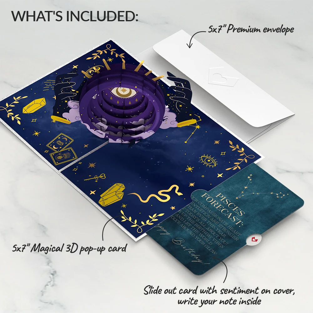 Lovepop Magical Birthday Pop-Up Card and Pisces Zodiac Sentiment Set - Image 2