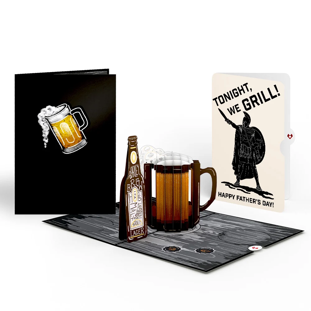 Lovepop Beer Father's Day Pop-Up Card and Spartan Grilling Sentiment Set Mug