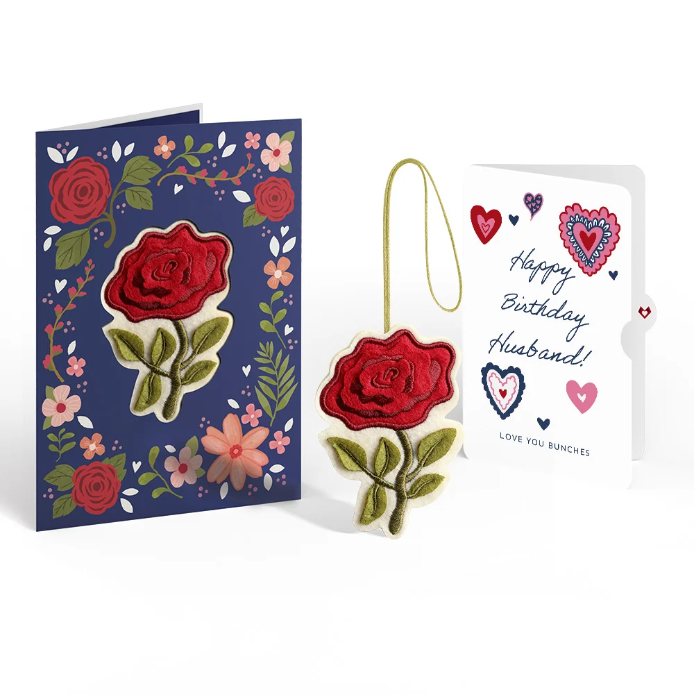 Lovepop Everlasting Rose Birthday HeartFelt Charm Card and Sentiment Set for Husband Cream
