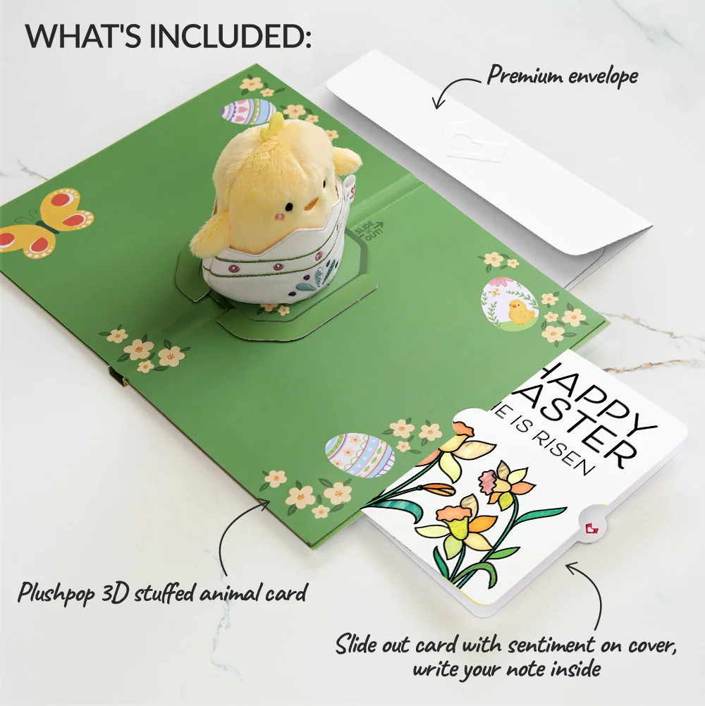 Lovepop Spring Chick Easter Plushpop Card and Garden Blooms He Is Risen Sentiment Set - Image 2