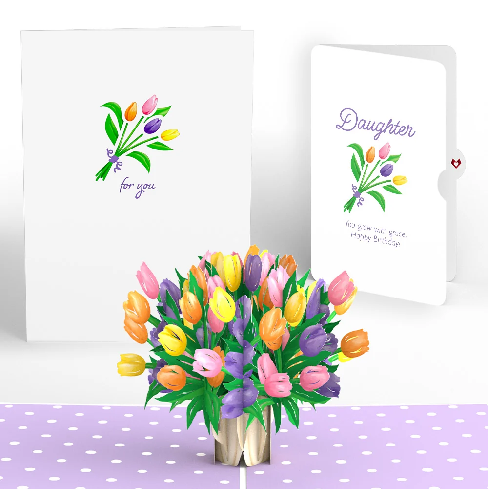 Lovepop Tulips Birthday Pop-Up Card and Spring Tulips Sentiment Set for Daughter Vase