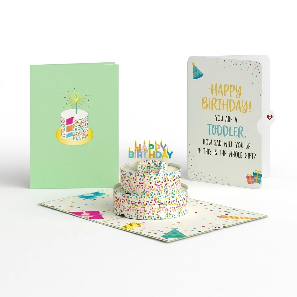 Lovepop Sprinkles Birthday Cake Pop-Up Card and Sad Toddler Sentiment Set Candle