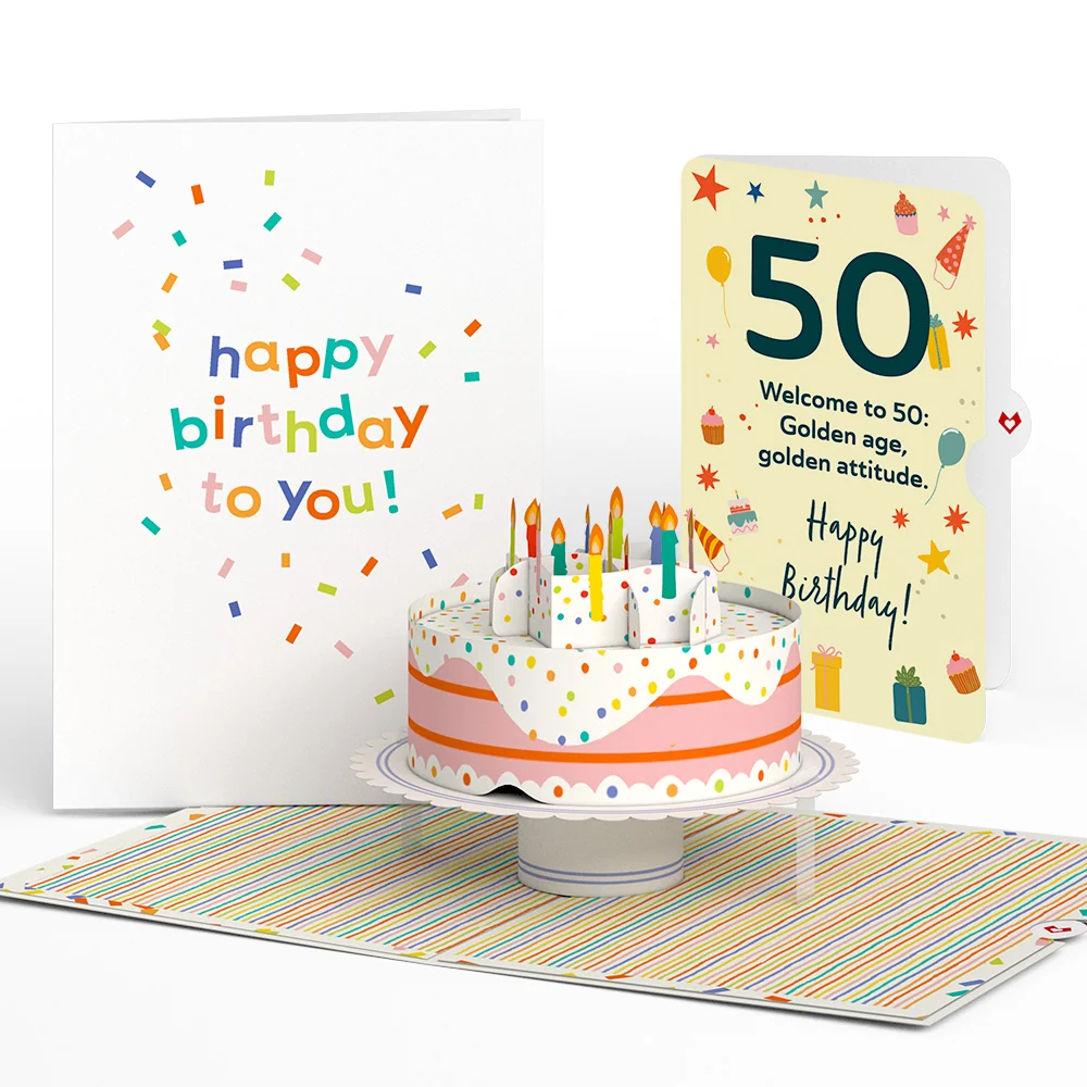 Lovepop Happy 50th Birthday to You! Confetti Cake Pop-Up Card and Sentiment Set Candle