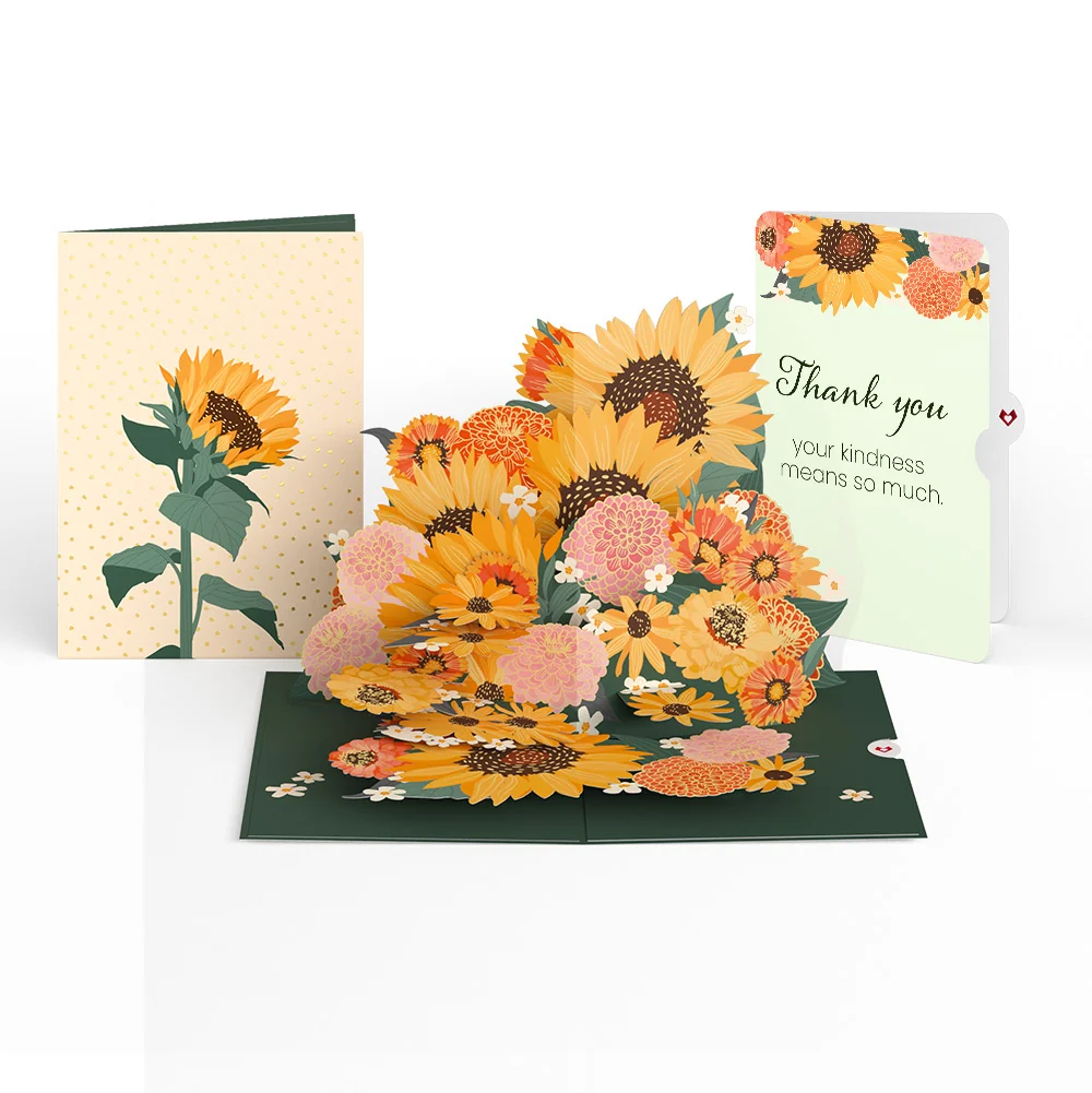 Lovepop Radiant Sunflowers Thank You Pop-Up Card and Sentiment Set Cream