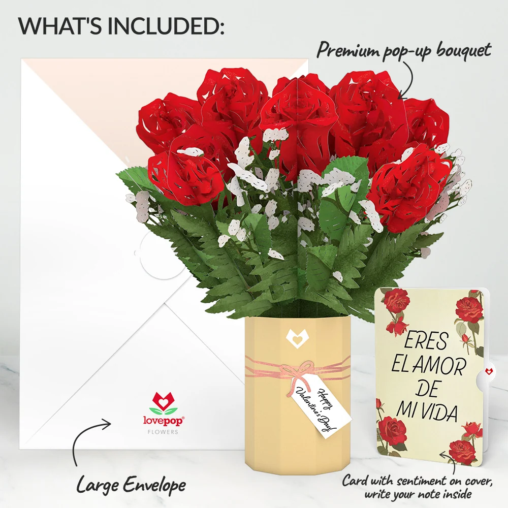 Lovepop Valentine's Day Flower Eres El Amor De Mi Vida Bouquet and Sentiment Set Vase - Image 2