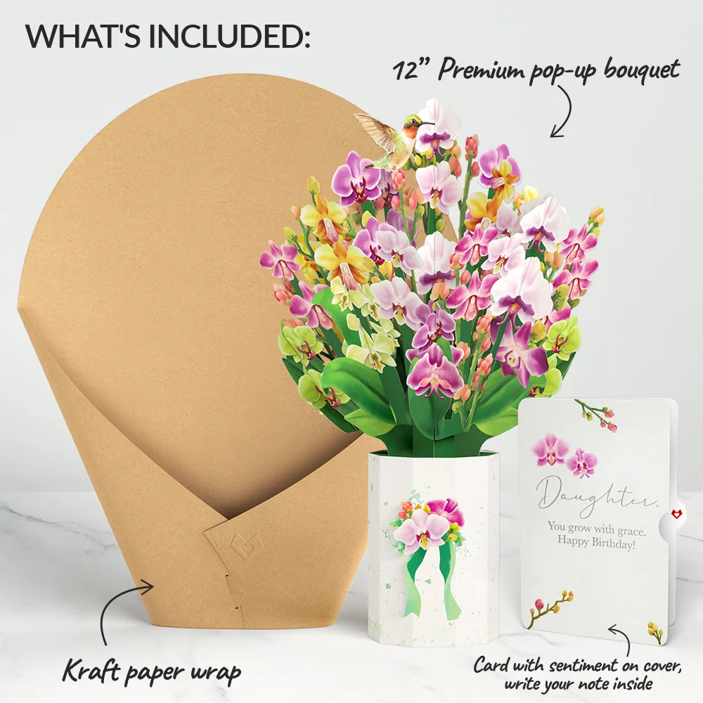 Lovepop Orchid Birthday Bouquet and Sentiment Set for Daughter Vase - Image 2
