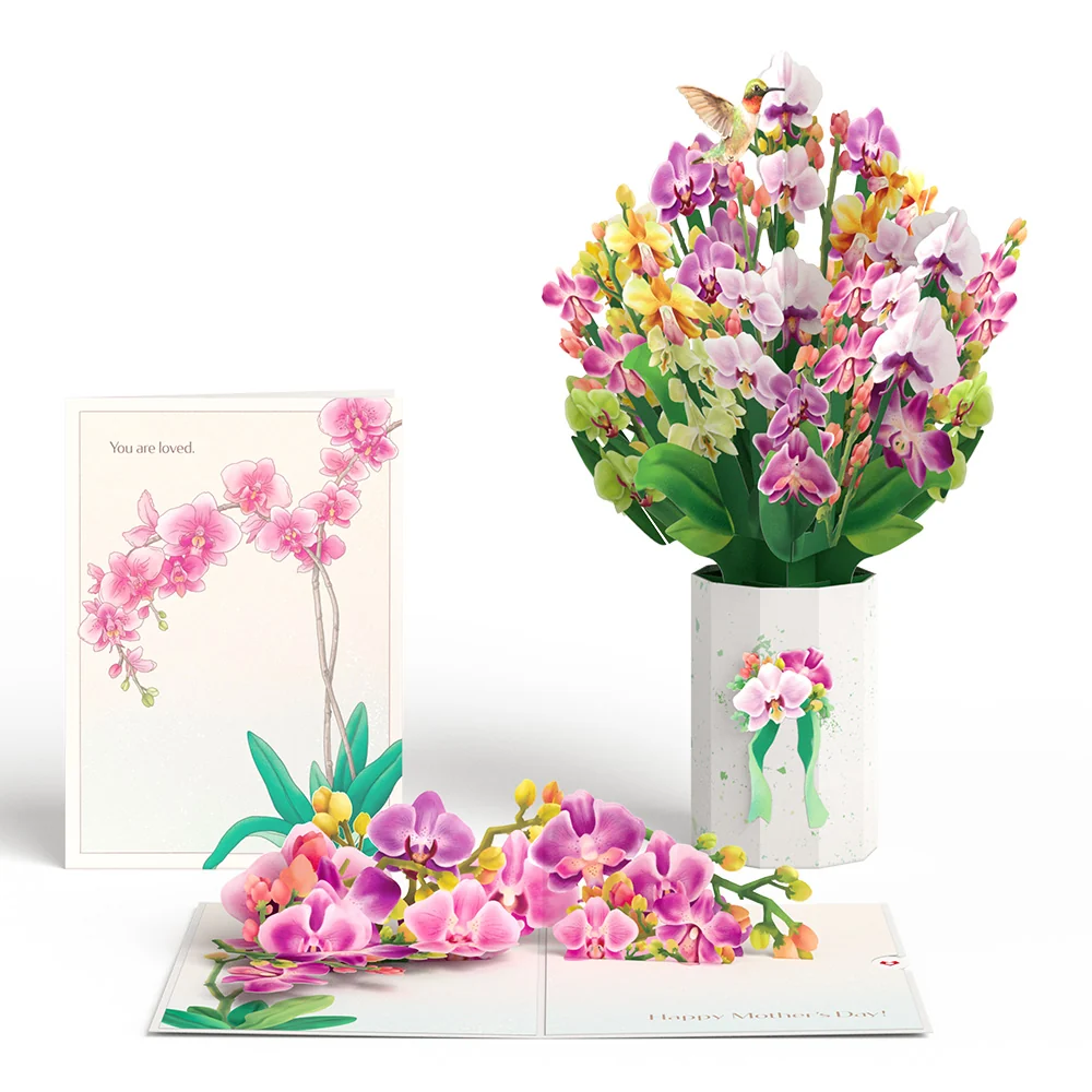 Lovepop Mother's Day Orchid Pop-Up Card & Bouquet Bundle