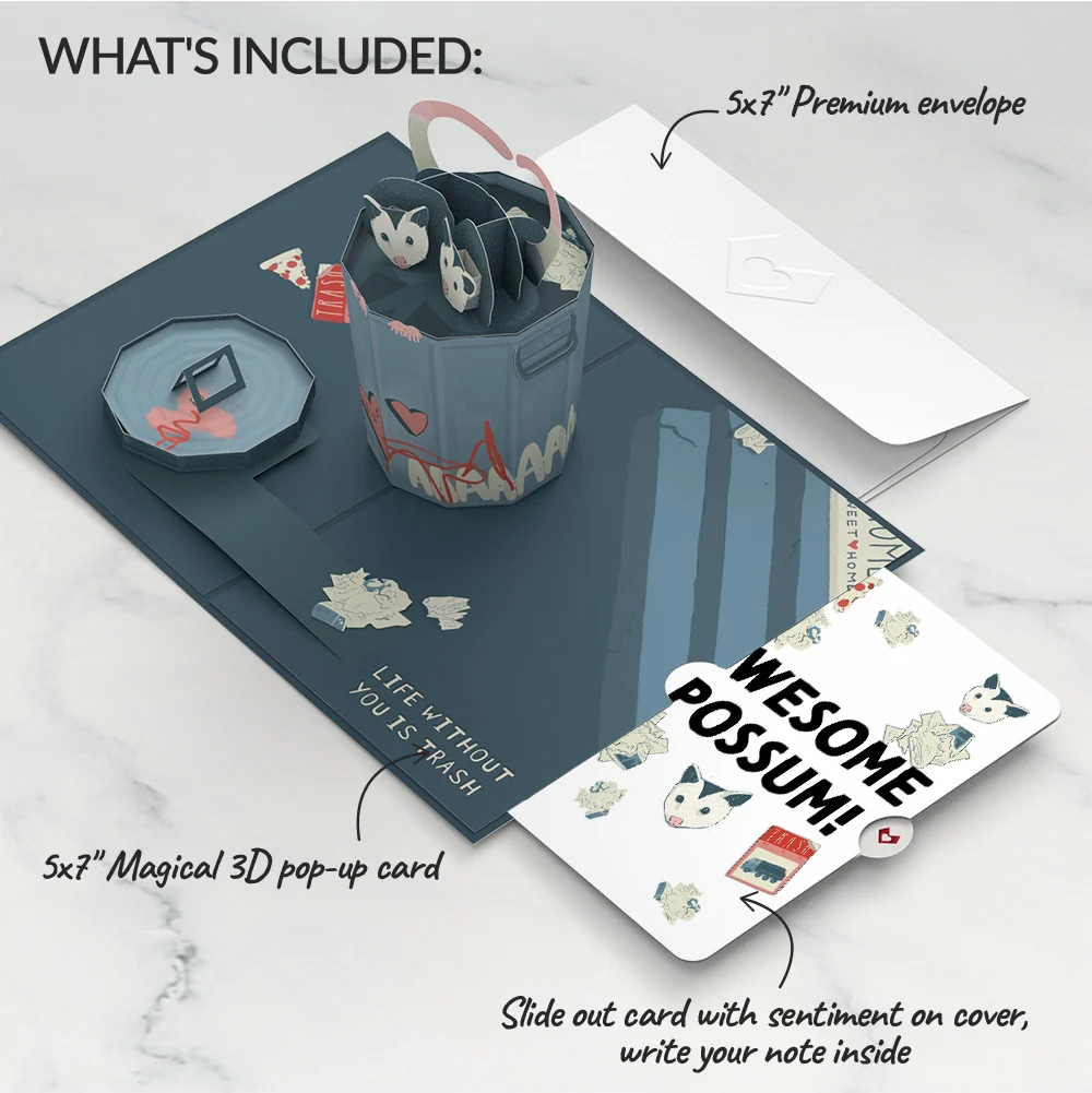Lovepop Life Without You Is Trash Possums Pop-Up Card and Sentiment Set - Image 2
