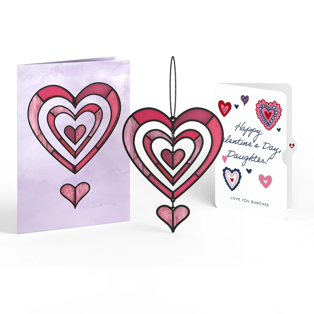 Lovepop Spinning Heart Valentine Suncatcher Card and Sentiment Set for Daughter Glass