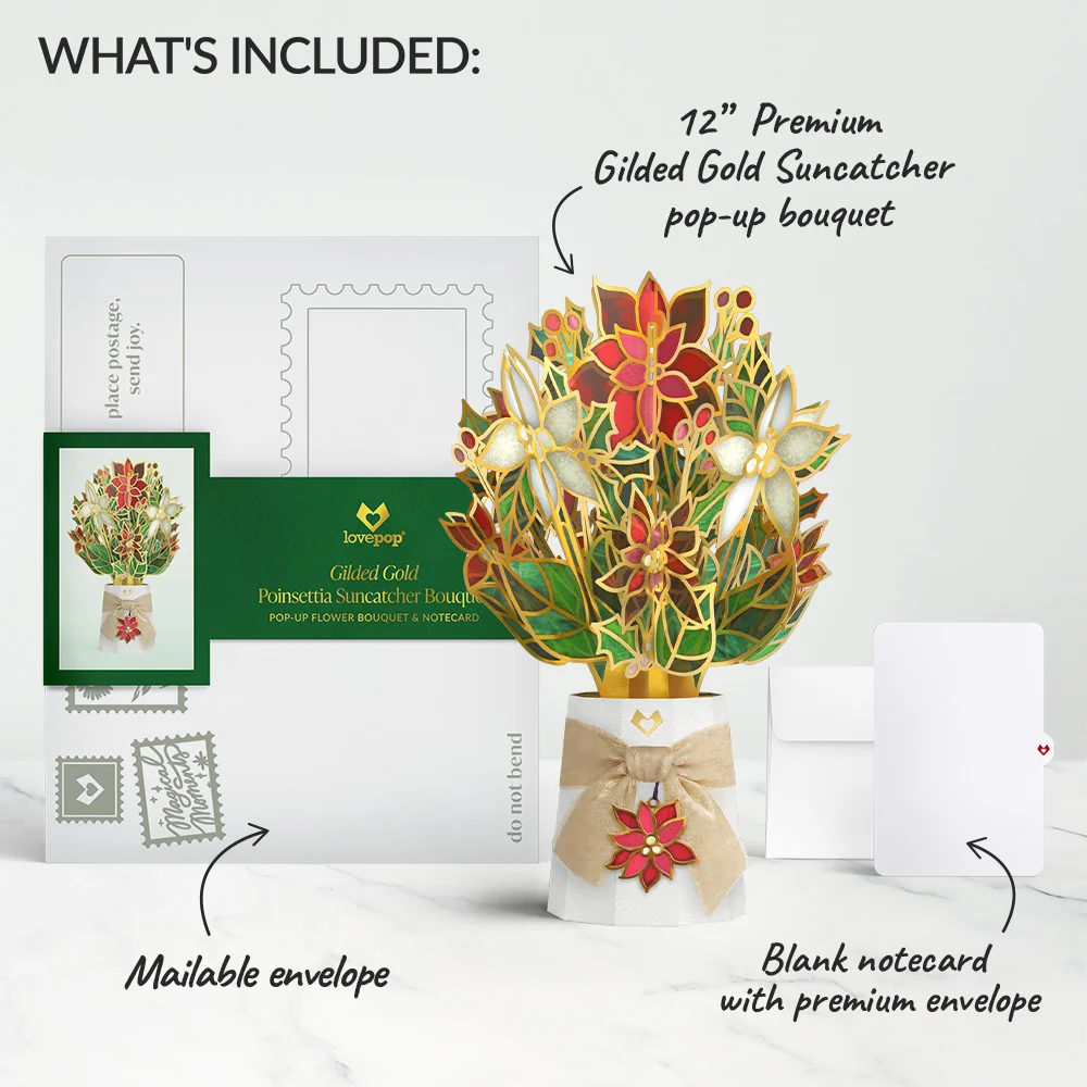 Lovepop Gilded Gold Poinsettia Suncatcher Bouquet Vase - Image 6