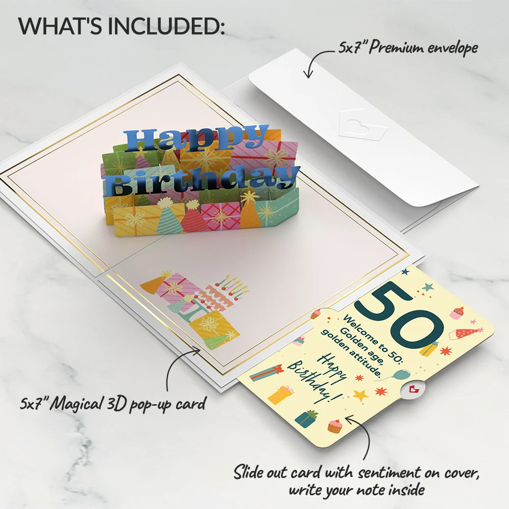 Lovepop Wishing You a Happy 50th Birthday Pop-Up Card and Sentiment Set - Image 2