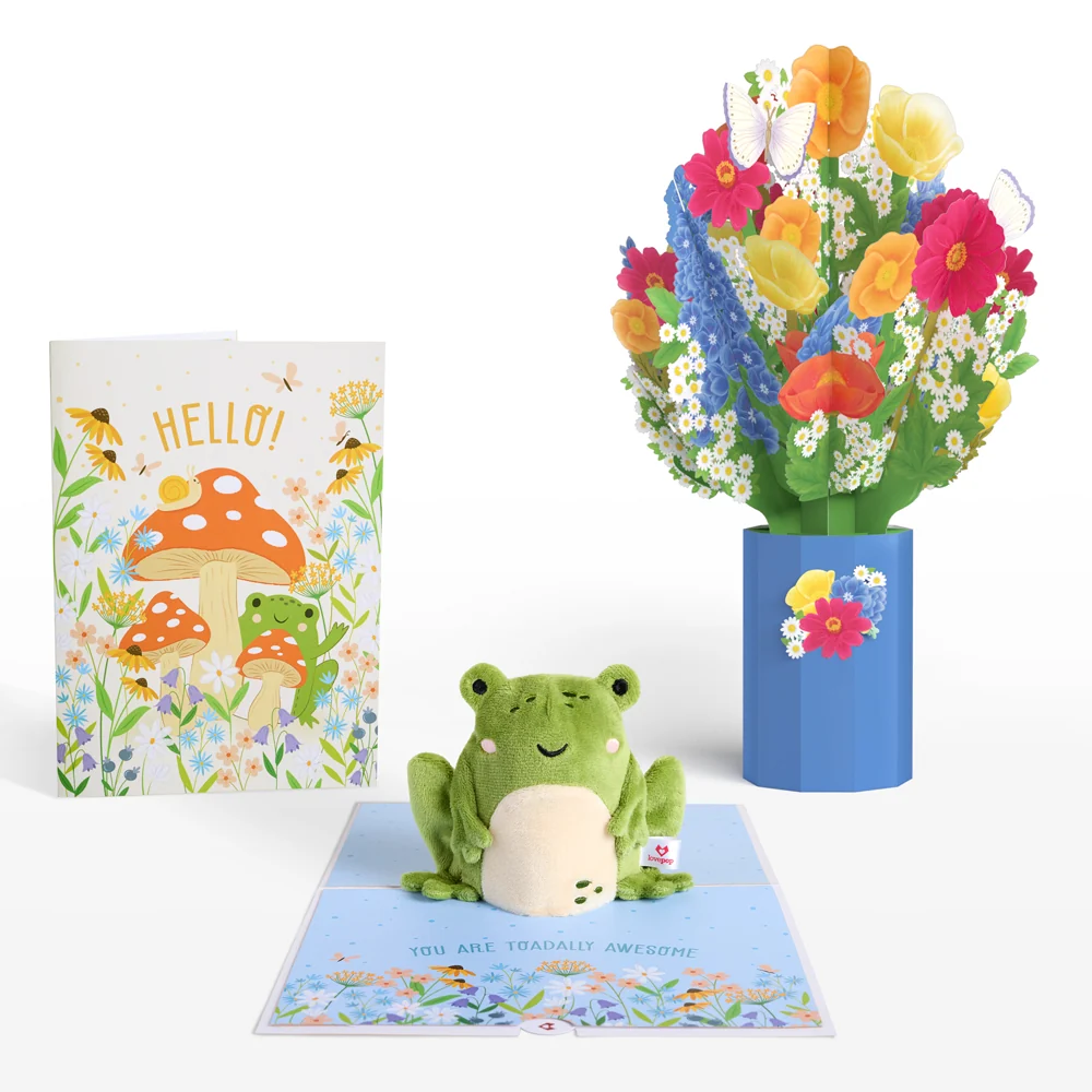 Lovepop ‘Toadally Awesome’ Frog Plushpop Card and Bouquet Bundle