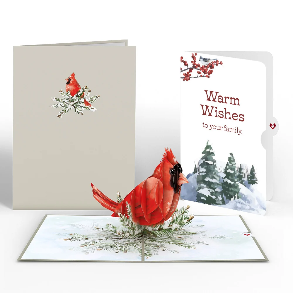 Lovepop Winter Cardinal Pop-Up Card and Warm Wishes Sentiment Set for Family
