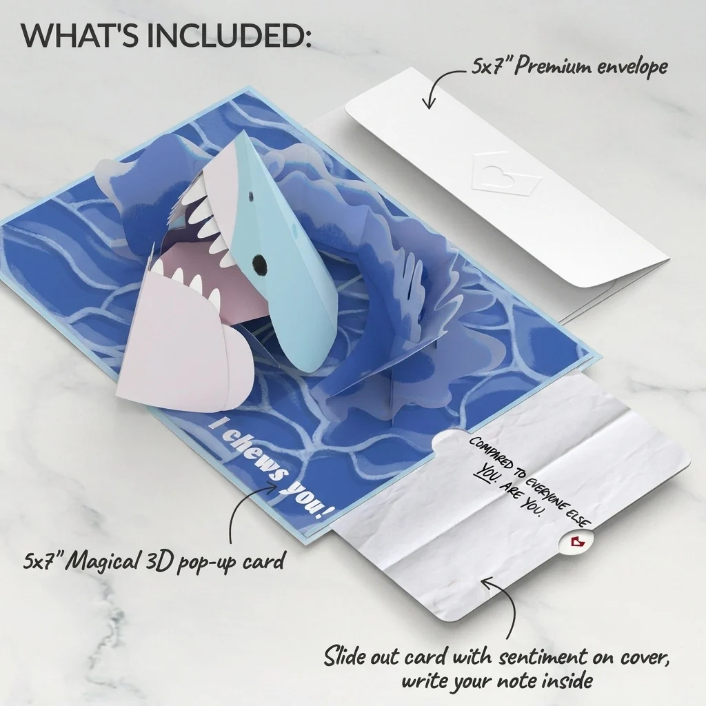 Lovepop I Chews You Shark Encouragement Pop-Up Card and Unique You Sentiment Set - Image 2