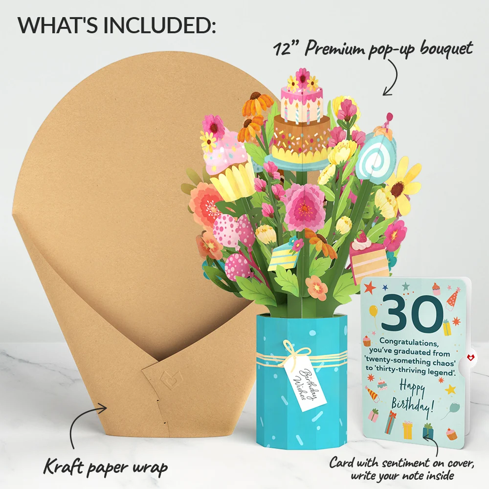 Lovepop Sweet 30th Birthday Wishes Bouquet and Sentiment Set Vase - Image 2