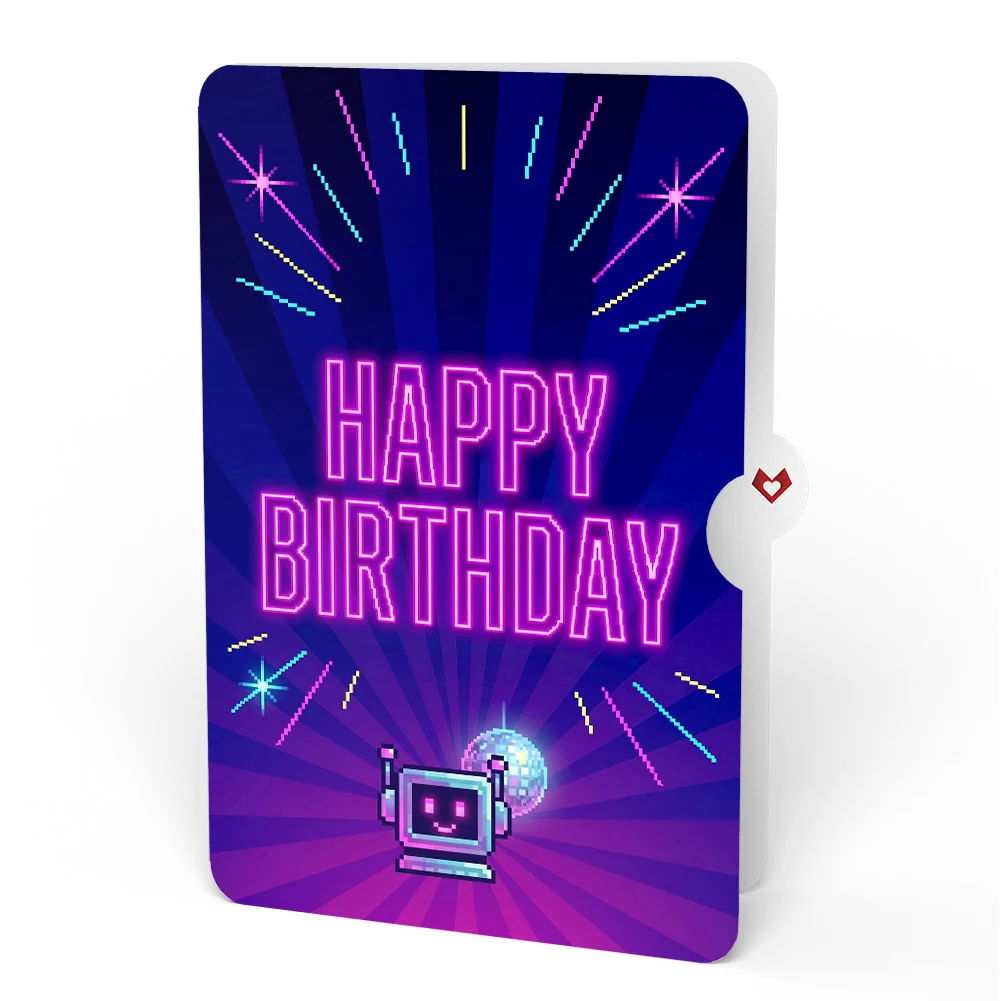 Lovepop Robot Birthday Party Music and Lights Pop-Up Card and Sentiment Set Candle - Image 4