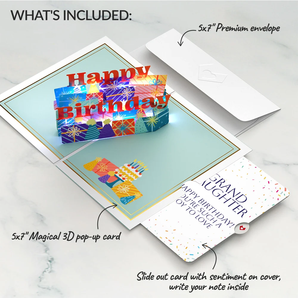 Lovepop Wishing You a Happy Birthday Music and Lights Pop-Up Card and Sentiment Set for Granddaughter Candle - Image 2