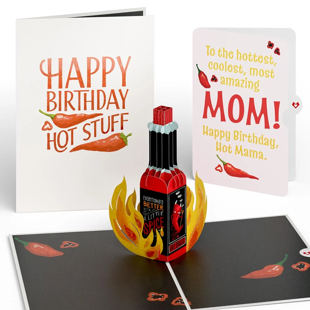 Lovepop Happy Birthday Hot Stuff Pop-Up Card and Sentiment Set for Mom Bottle
