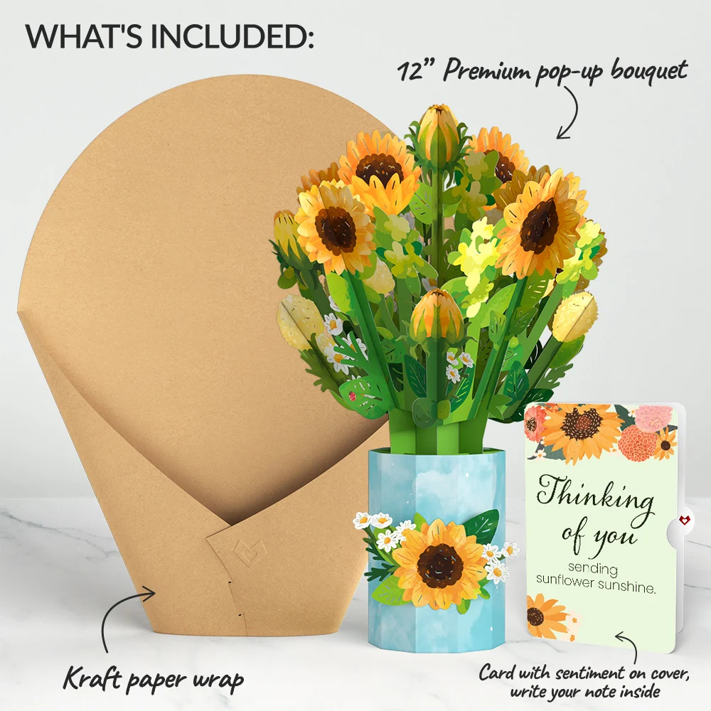 Lovepop Sunflower Blooms Thinking of You Bouquet and Sentiment Set Vase - Image 2
