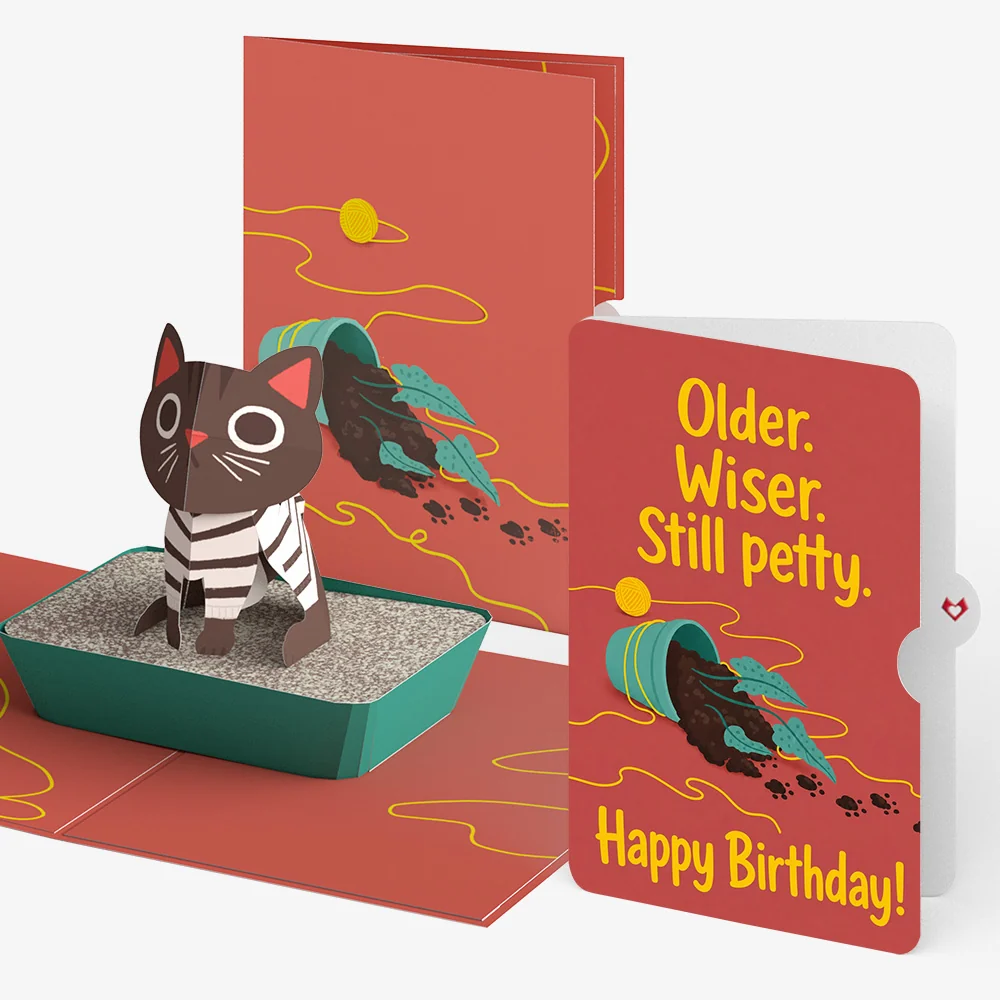 Lovepop Mischievous Cat Birthday Pop-Up Card and Still Petty Sentiment Set