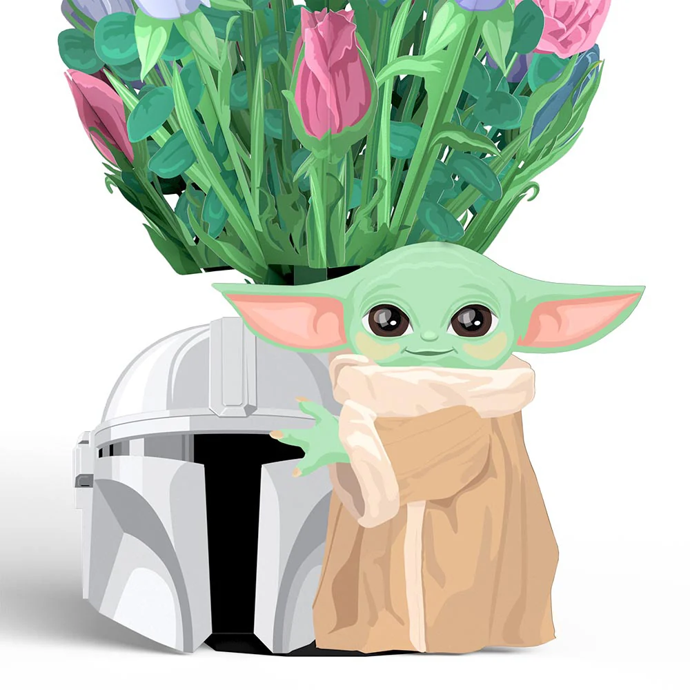 Lovepop Star Wars The Mandalorian Grogu This Is the Way Pop-Up Card & Flower Buds Bouquet Bundle - Image 4