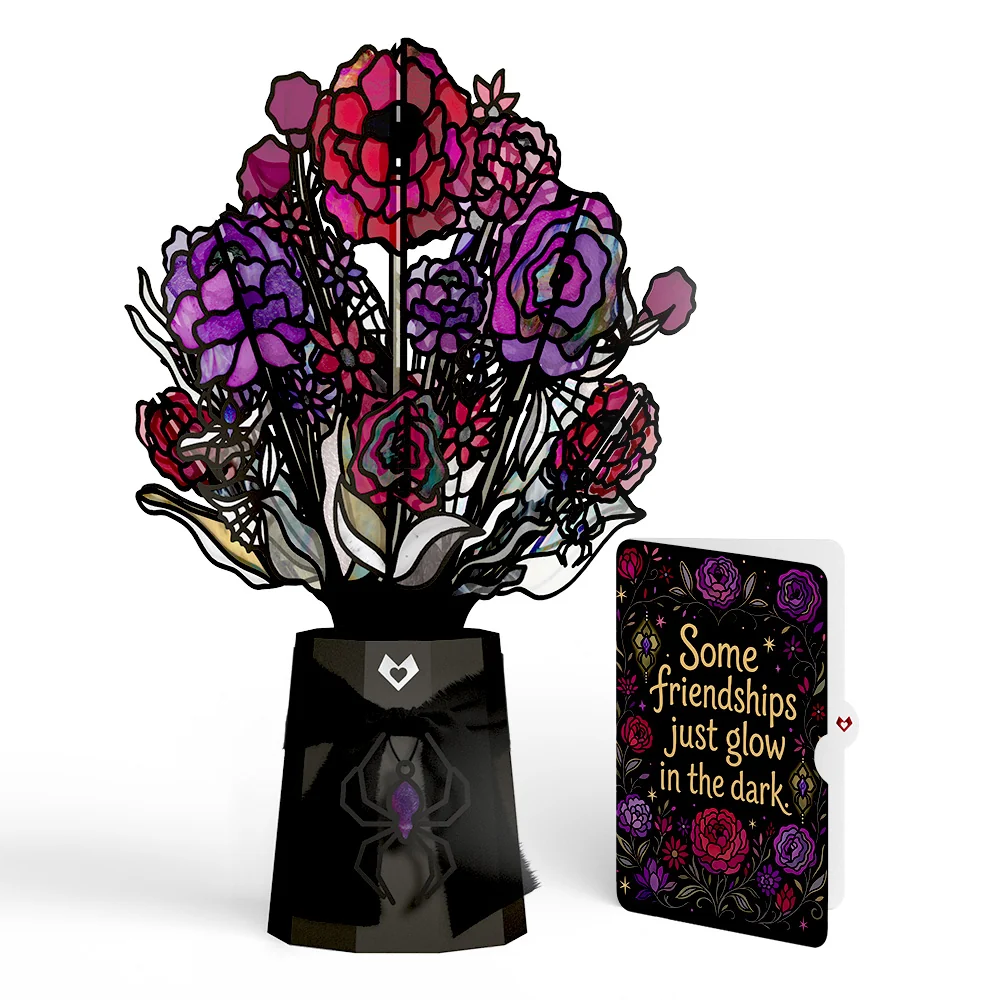 Lovepop Moonlit Amethyst Halloween Suncatcher Bouquet and Glow In The Dark Sentiment Set Glass