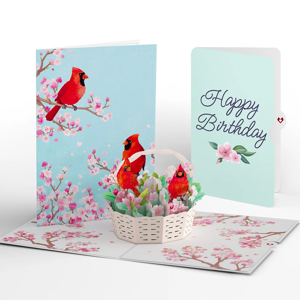 Lovepop Cherry Blossom Basket with Cardinals Birthday Pop-Up Card and Sentiment Set