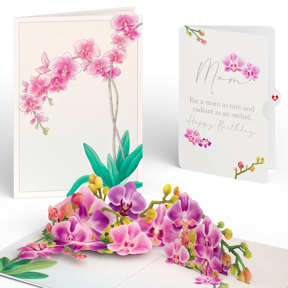 Lovepop Watercolor Orchid Birthday Pop-Up Card and Sentiment Set for Mom
