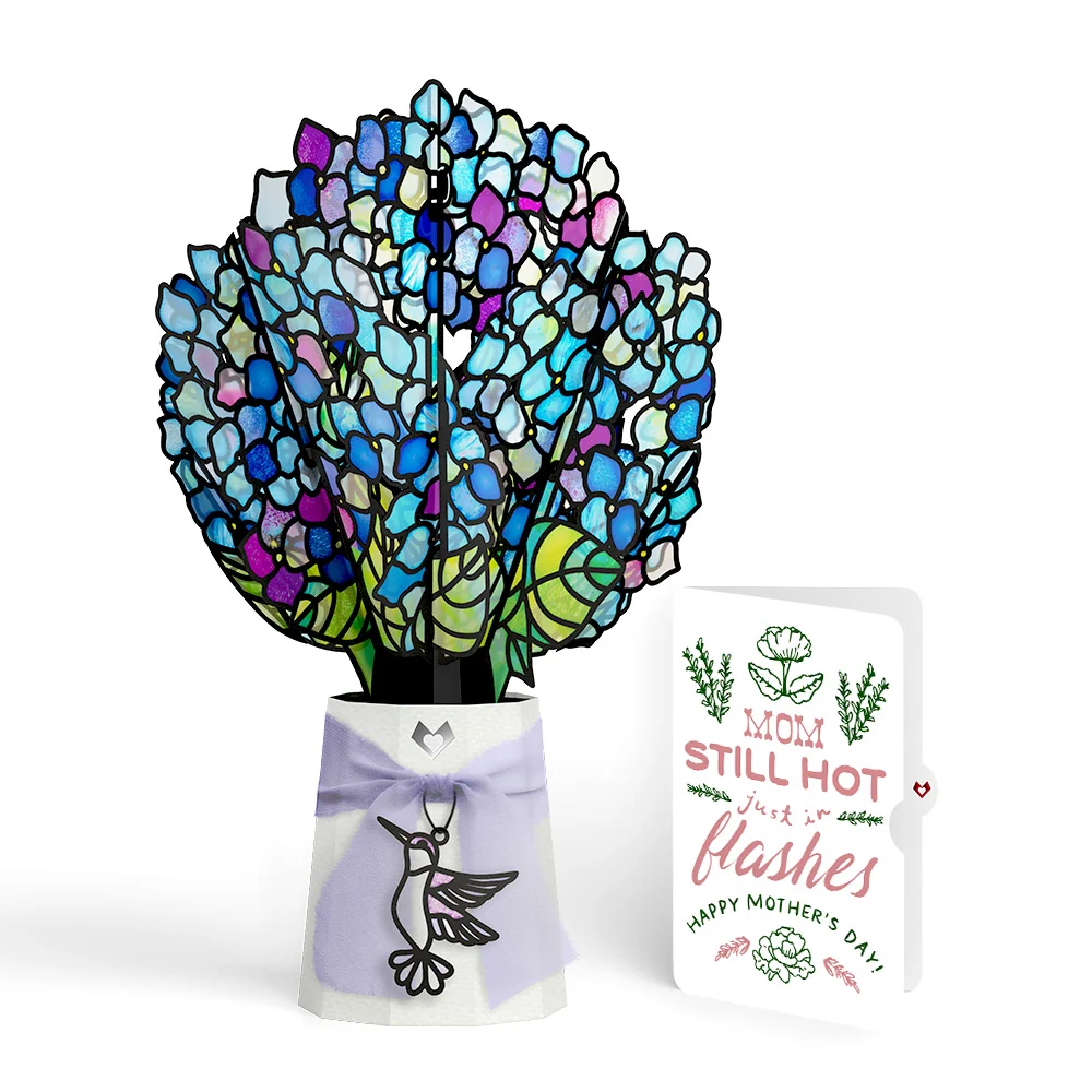 Lovepop Sunlit Hydrangeas Mother’s Day Suncatcher Bouquet and Playful Herb Garden Sentiment Set for Mom Glass