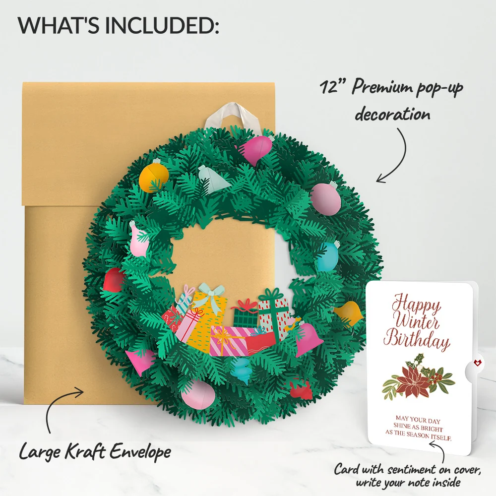 Lovepop Christmas Joy Wreath and Poinsettia Winter Birthday Sentiment Set - Image 2